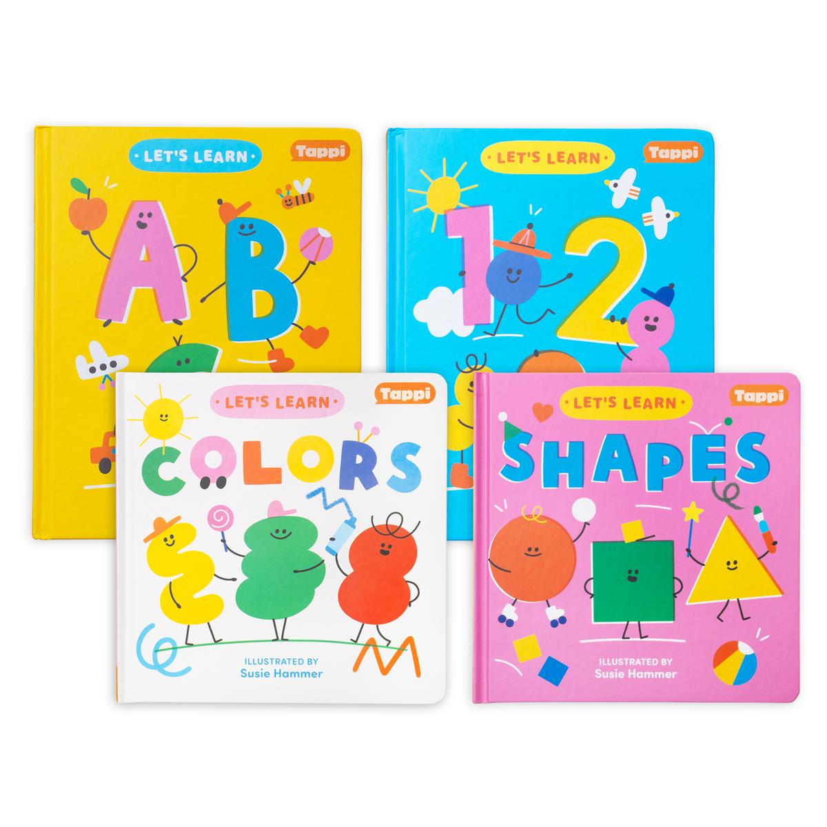 Let's Learn Book Bundle with overlapping covers of ABC, 123, Colors, and Shapes; books only.
