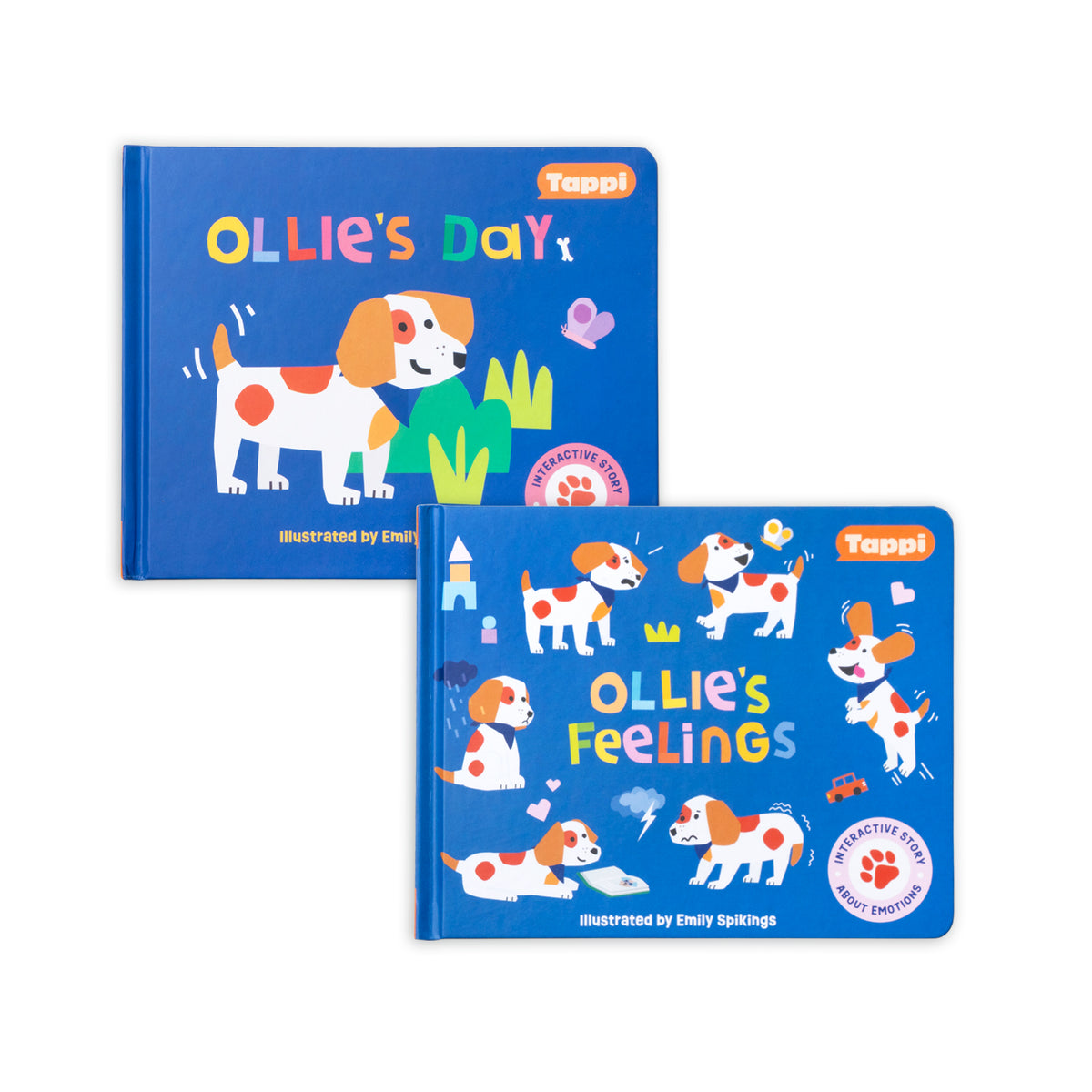 Ollie's Book Bundle with overlapping blue covers of Ollie's Day and Ollie's Feelings, featuring a spotted dog; books only.